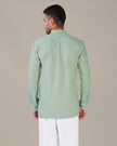 Mint Green Solid Linen Blend Mandarin Collar Shirt