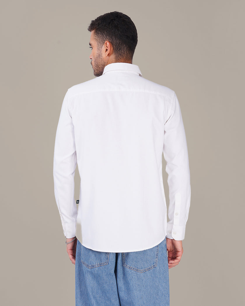 White Striped Soft-Finished Cotton Regular Fit Shirt