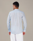 Light Blue Solid Linen Blend Mandarin Collar Shirt