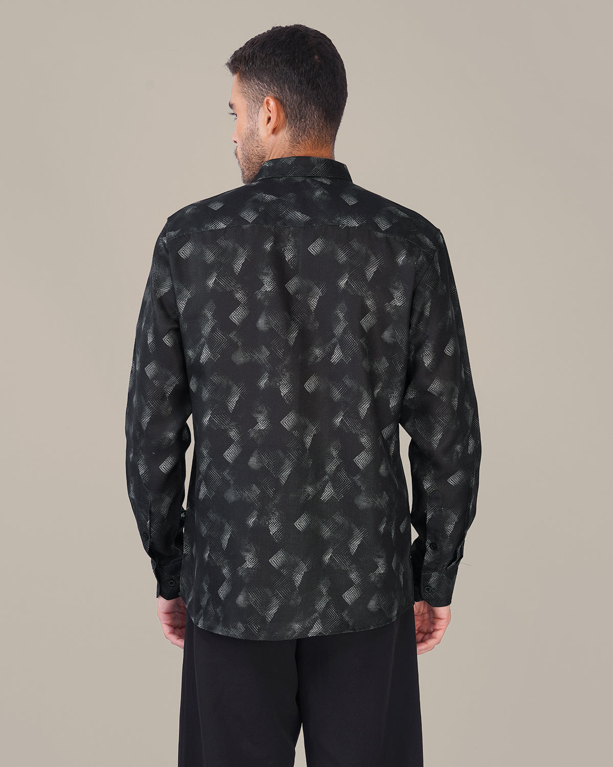 The Charcoal Abstract Shirt - Polyester · Regular Fit