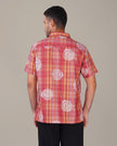 Orange Pink Plaid Polyester Regular Fit Shirt