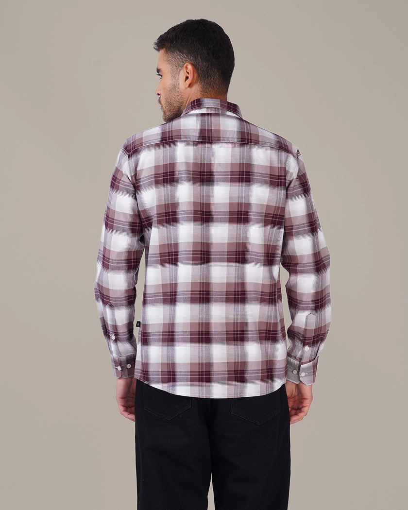 Burgundy Plaid Oxford Regular Fit Shirt