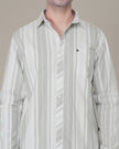 Grey Striped Oxford Regular Fit Shirt