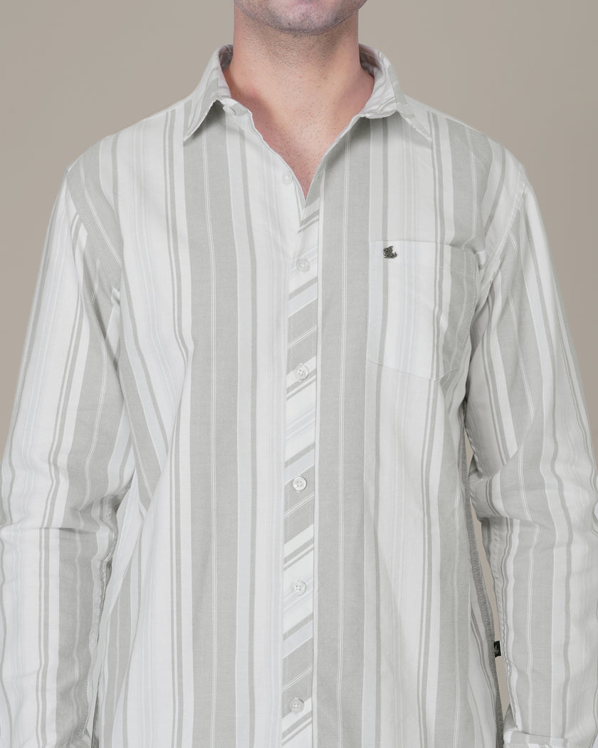 Grey Striped Oxford Regular Fit Shirt