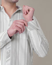 Grey Striped Oxford Regular Fit Shirt
