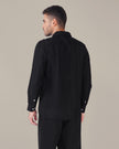 Charcoal Textured Polyester Viscose Blend Regular Fit Shirt