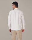 White Textured Polyester Viscose Regular Fit Shirt