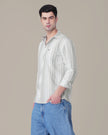 Grey Striped Oxford Regular Fit Shirt