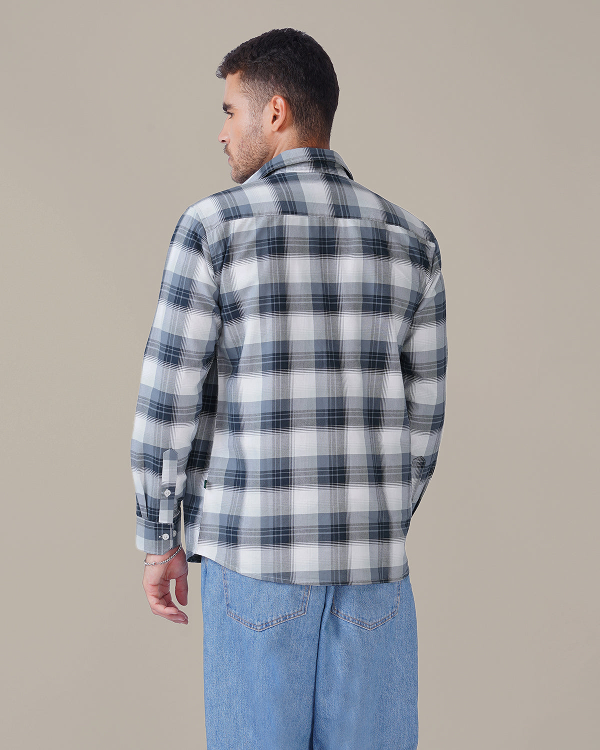 Blue and White Plaid Oxford Regular Fit Shirt