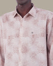 Natural Beige Abstract Linen Plus Button-Up Shirt