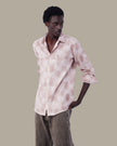 Natural Beige Abstract Linen Plus Button-Up Shirt