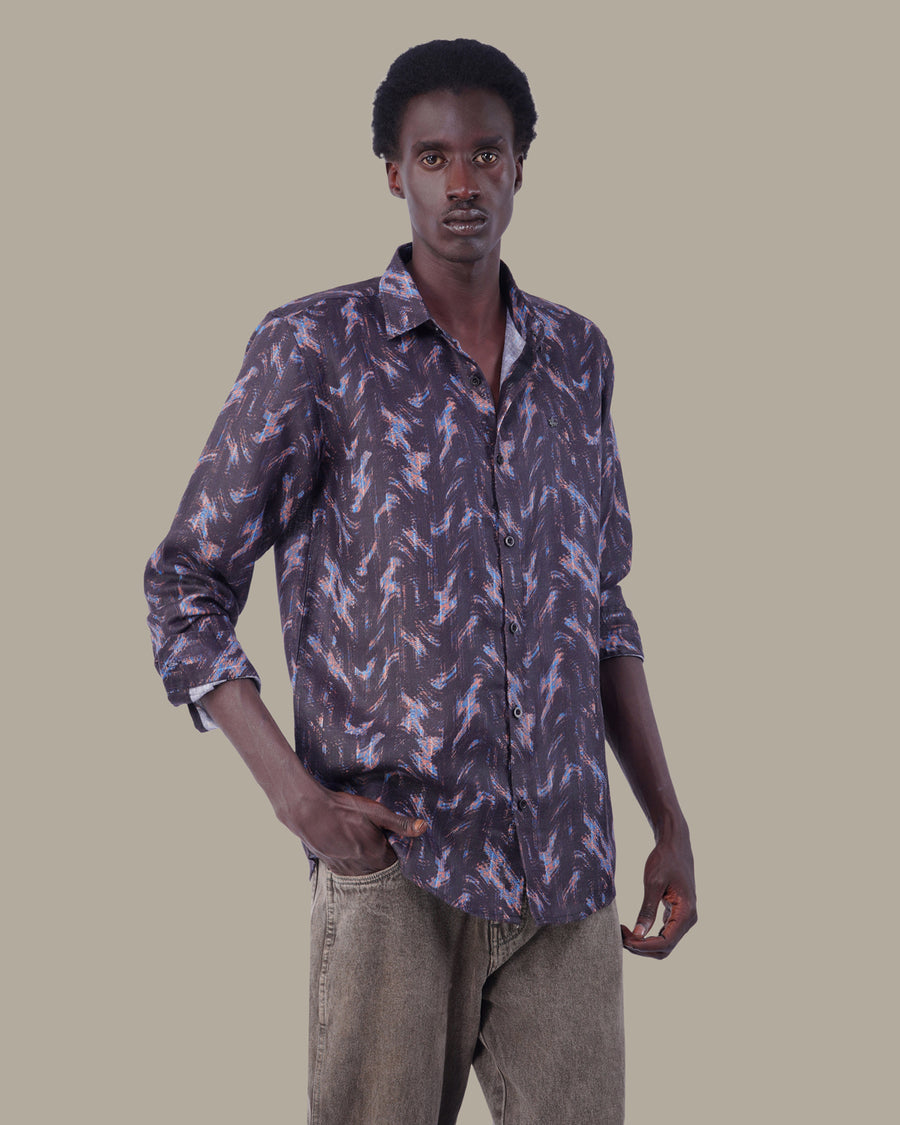 The Black Abstract Shirt - Polyester · Regular Fit