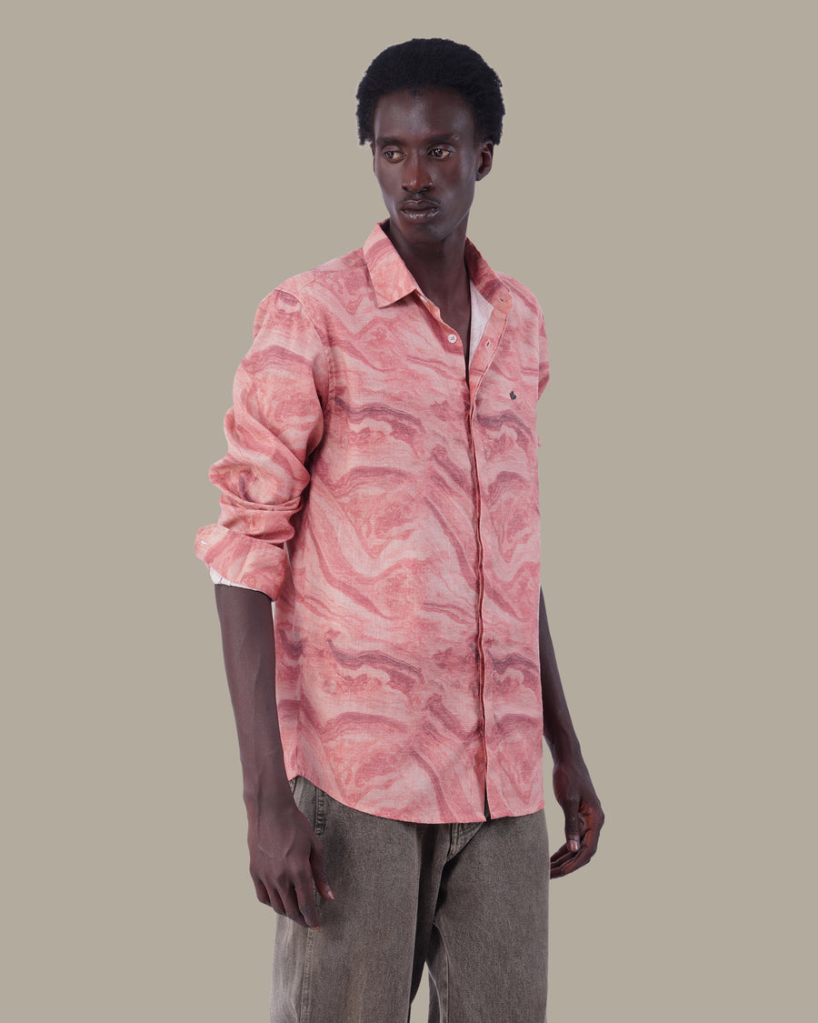 The Blush & Rose Abstract Shirt - Linen Plus · Regular Fit