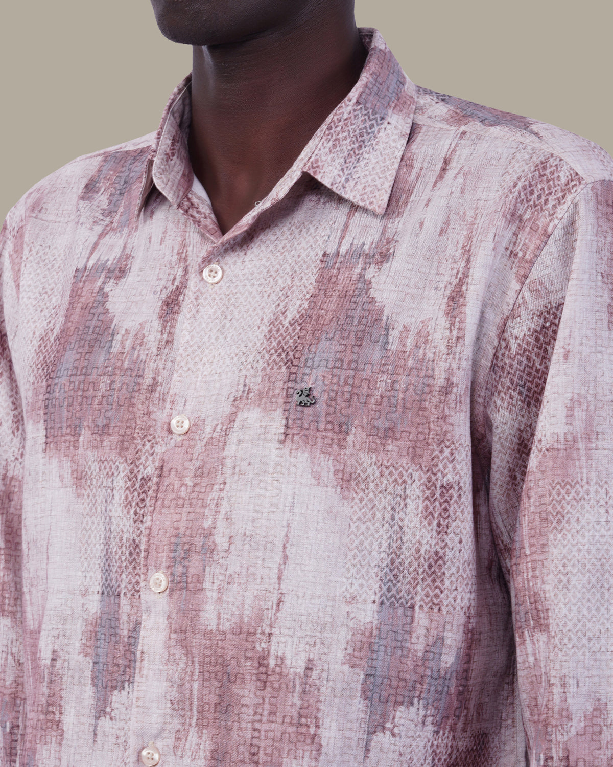 The Beige Abstract Shirt - Polyester · Regular Fit
