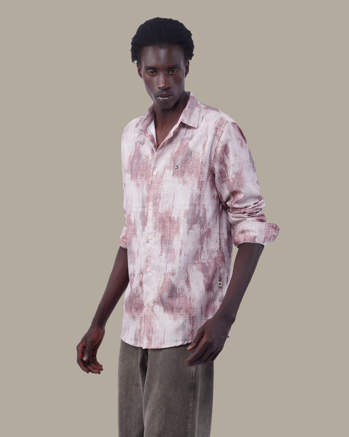 The Beige Abstract Shirt - Polyester · Regular Fit