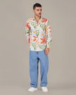 Floral Print Linen Blend Button-Down Shirt