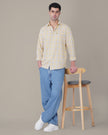 Soft Yellow Plaid Cotton Regular Fit Shirt