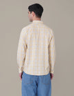 Soft Yellow Plaid Cotton Regular Fit Shirt
