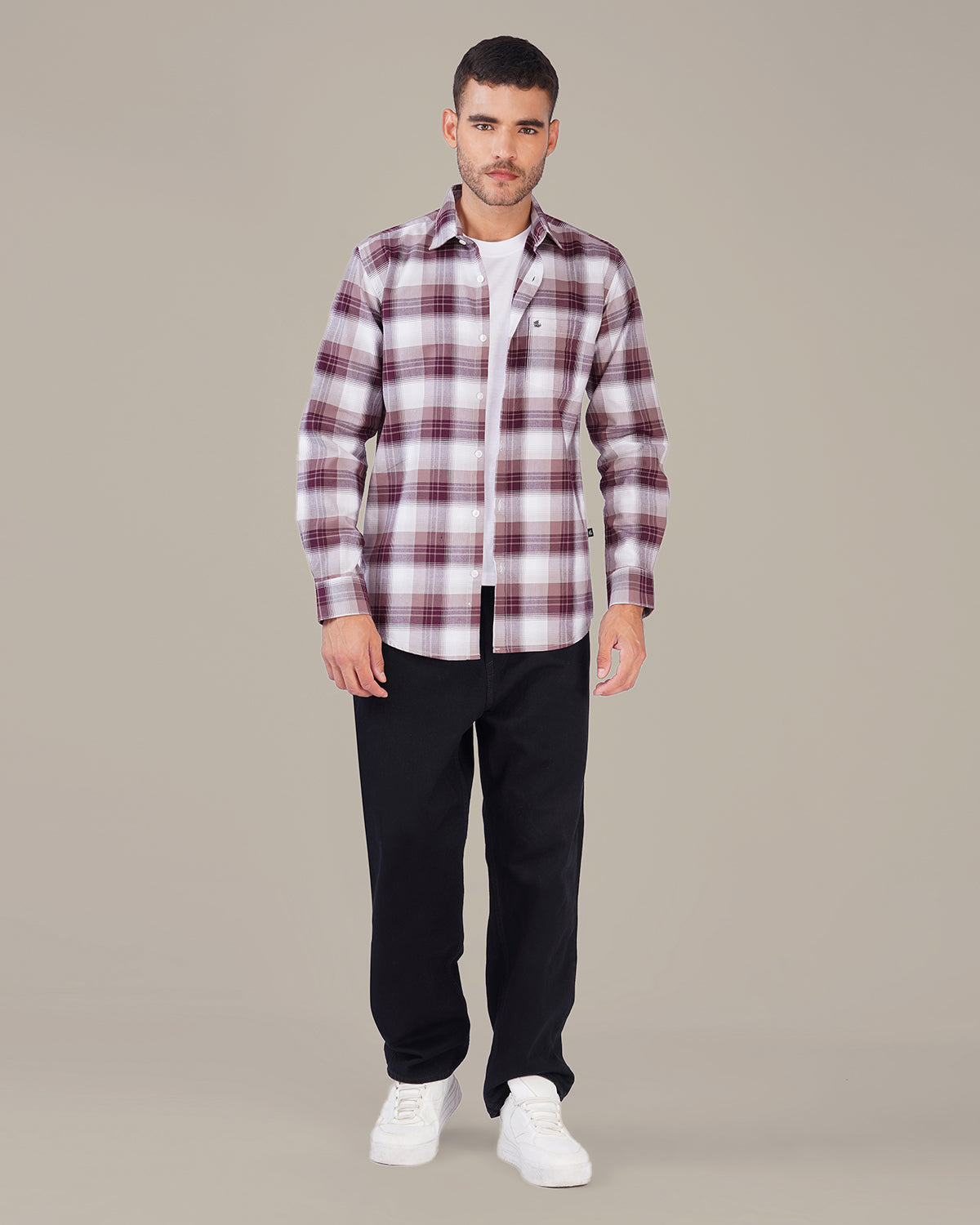 Burgundy Plaid Oxford Regular Fit Shirt