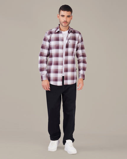 Burgundy Plaid Oxford Regular Fit Shirt
