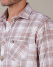 Gray Pink Plaid Cotton Slub Classic Fit Shirt
