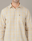 Soft Yellow Plaid Cotton Regular Fit Shirt