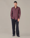 Deep Plum Textured Polyester Viscose Classic Fit Shirt