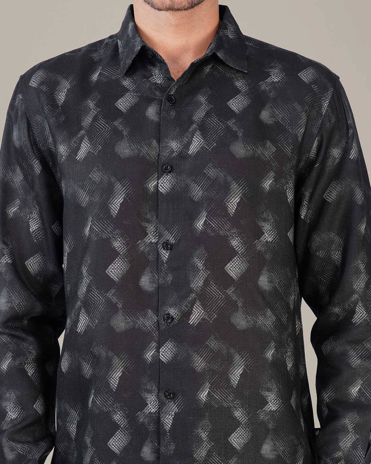 The Charcoal Abstract Shirt - Polyester · Regular Fit