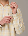 Soft Yellow Plaid Cotton Regular Fit Shirt