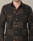 Black Floral Print Cotton-rich Linen-style Shirt