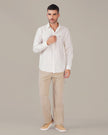 White Textured Polyester Viscose Regular Fit Shirt