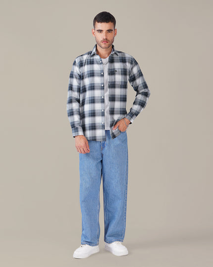 Blue and White Plaid Oxford Regular Fit Shirt