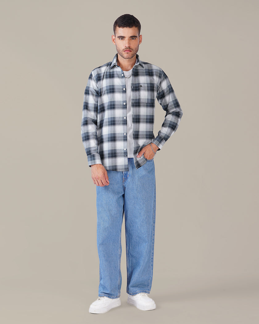 Blue and White Plaid Oxford Regular Fit Shirt