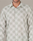Light Gray Gingham Dobby Print 100% Polyester Shirt