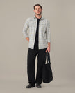 Yellow Blue Checkered Linen Cotton Blend Classic Collar Shirt