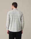 Yellow Blue Checkered Linen Cotton Blend Classic Collar Shirt