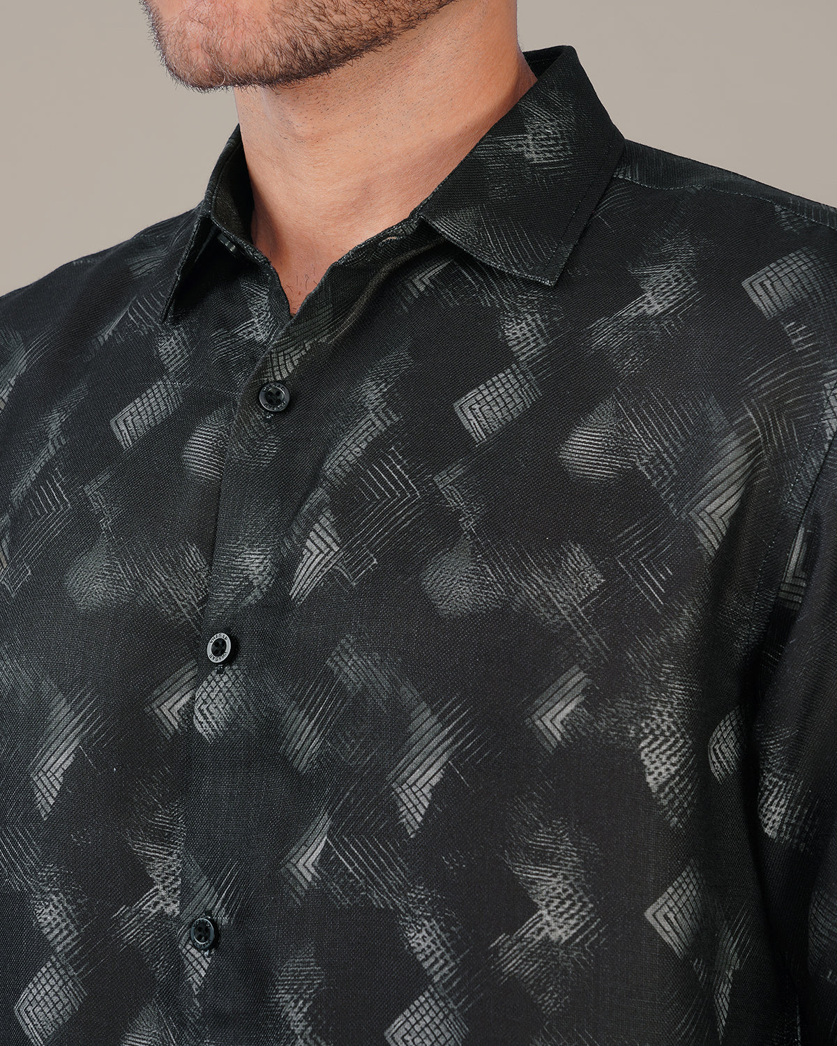 The Charcoal Abstract Shirt - Polyester · Regular Fit