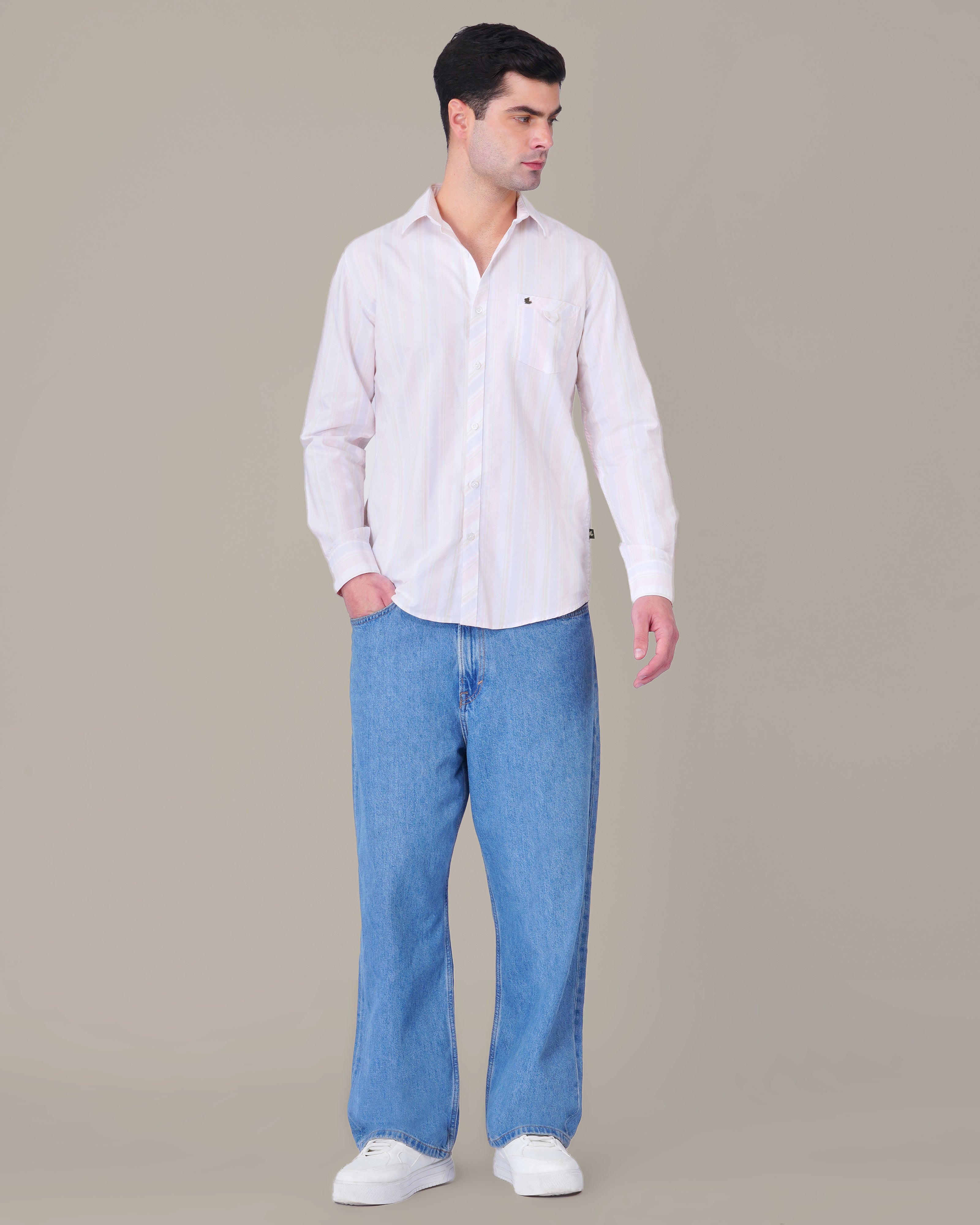 Pastel Multicolor Striped Oxford Regular Fit Shirt
