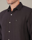 Deep Burgundy Textured Polyester Viscose Blend Regular Fit Shirt