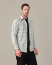 Yellow Blue Checkered Linen Cotton Blend Classic Collar Shirt