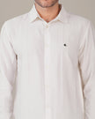 White Textured Polyester Viscose Regular Fit Shirt