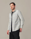 Yellow Blue Checkered Linen Cotton Blend Classic Collar Shirt