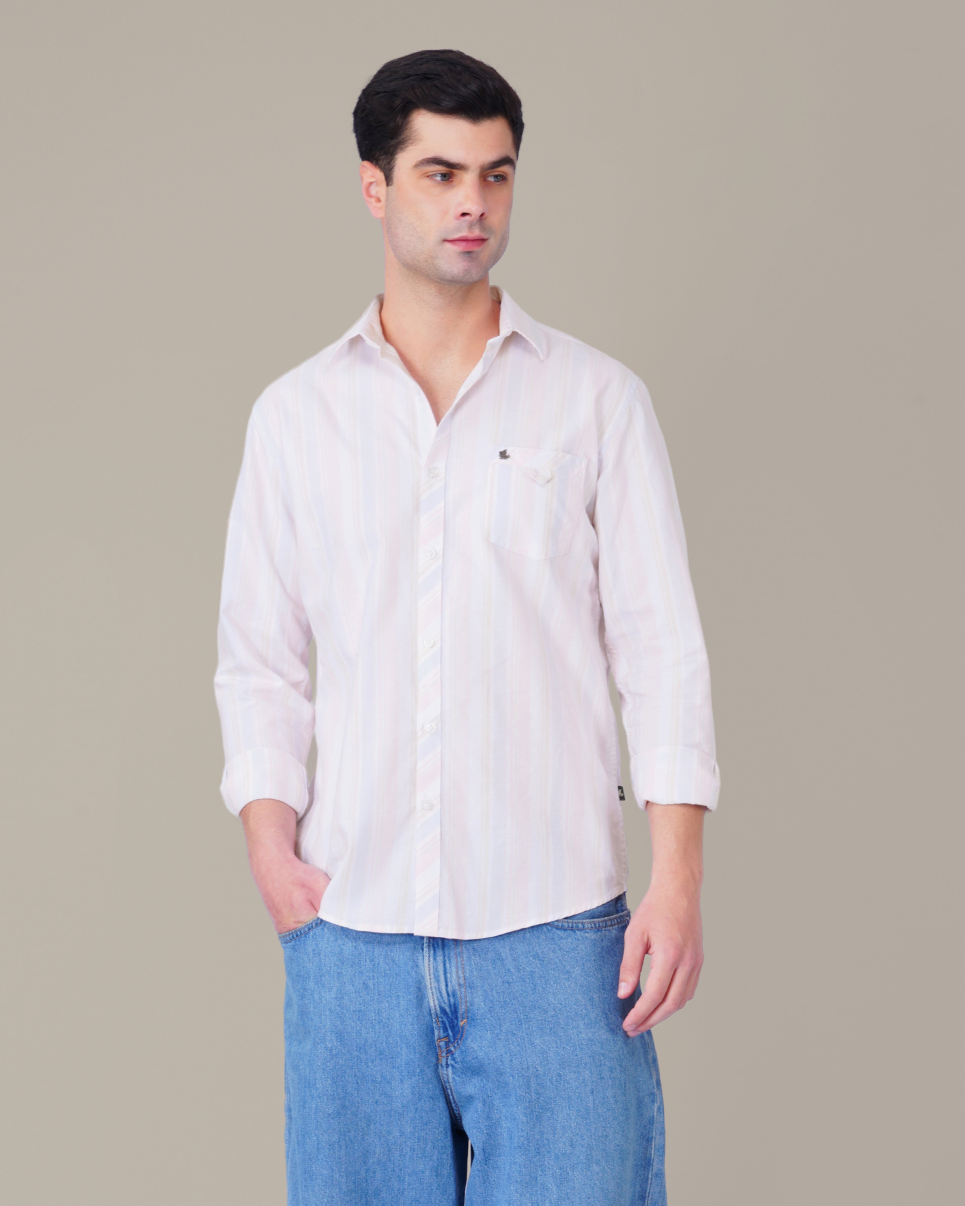 Pastel Multicolor Striped Oxford Regular Fit Shirt