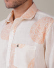 Off-White Patterned Linen Blend Regular Fit Shirt