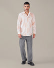 Off-White Patterned Linen Blend Regular Fit Shirt