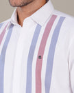 White Striped Soft-Finished Cotton Regular Fit Shirt