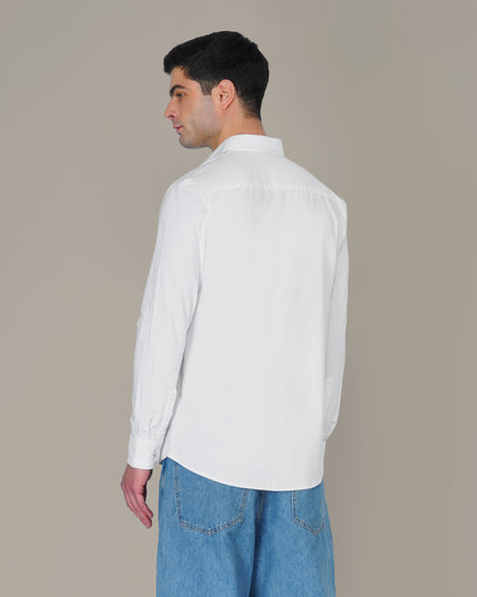White Solid Polyester Blend Regular Fit Shirt