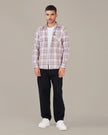 Gray Pink Plaid Cotton Slub Classic Fit Shirt