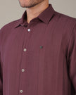 Deep Plum Textured Polyester Viscose Classic Fit Shirt