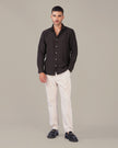 Deep Burgundy Textured Polyester Viscose Blend Regular Fit Shirt